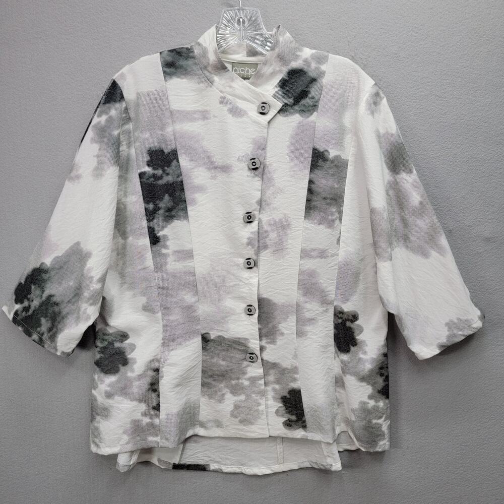 NICHE CLOUD PRINT BLOUSE, SIZE L